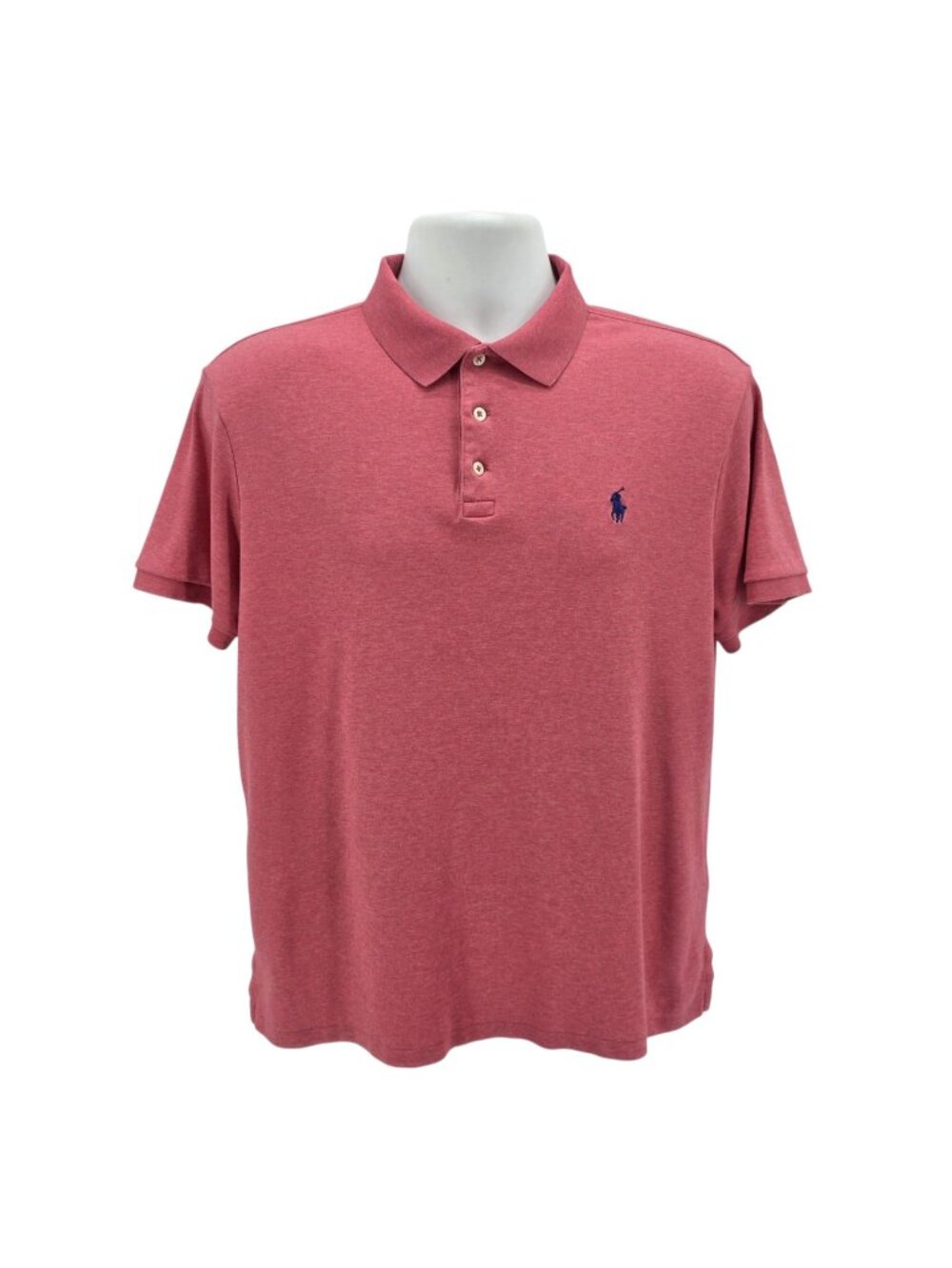 Polo Ralph Lauren Mens Large Polo Shirt Custom Slim Fit Heather Red Pink Logo